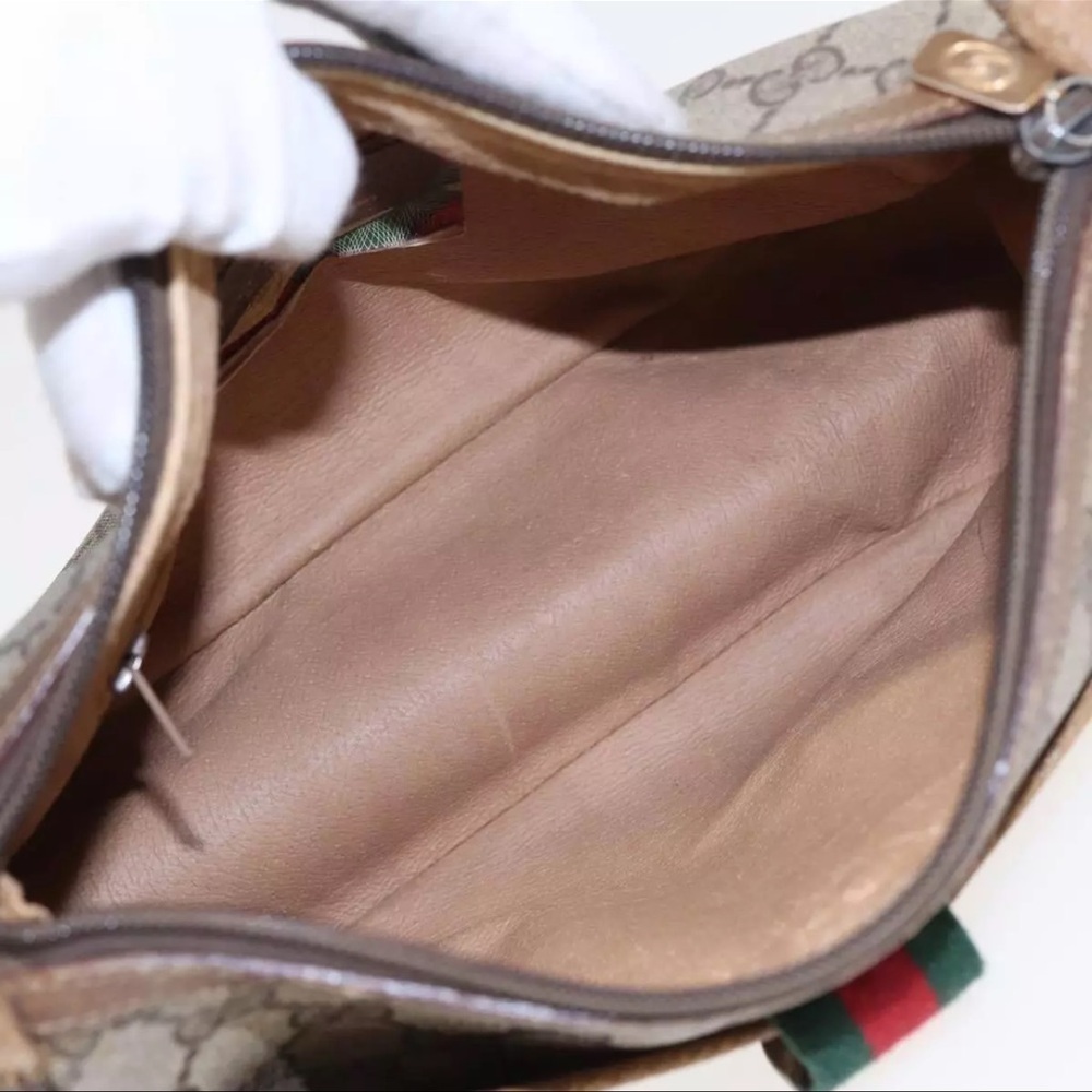GUCCI GG Supreme Web Sherry Line Shoulder Bag PVC Beige Red 89 01 032 Auth 83419 - Picture 8 of 9